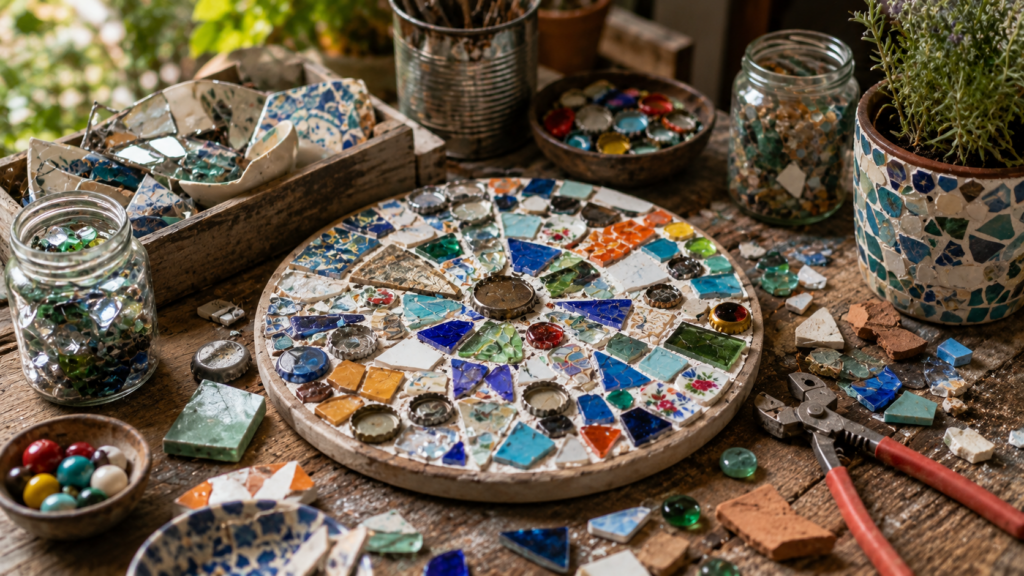 Créer une Mosaïque avec des Matériaux Recyclés